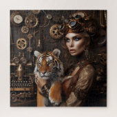 Steampunk-Time Machine Young Girl and Tiger 80-4 Puzzle (Vertikal)