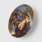 Steampunk Time Traveller Clock! Runde Wanduhr (Winkel)
