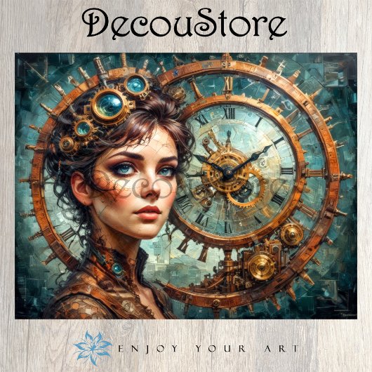 Steampunk Timekeeper Portrait Decoupage Seidenpapier