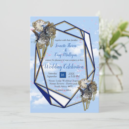 Steampunk Timeless Wedding Party Karten & Geschenk (Stehend Vorderseite)