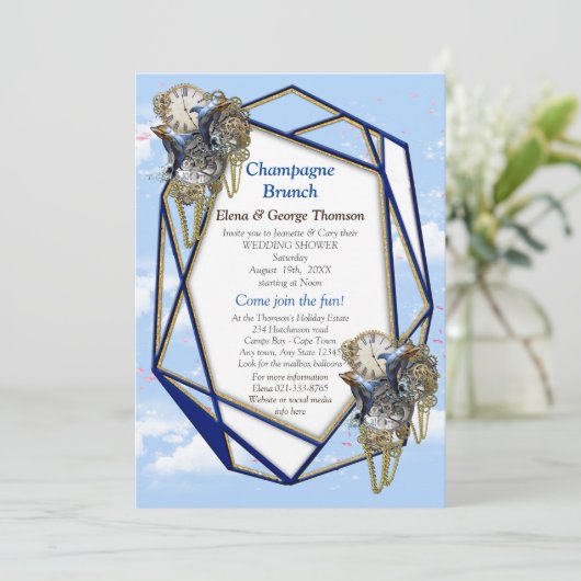 Steampunk Timeless Wedding Party Karten & Geschenk (Stehend Vorderseite)