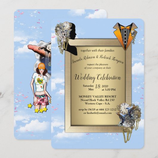 Steampunk Timeless Wedding Party Karten & Geschenk (Vorne/Hinten)