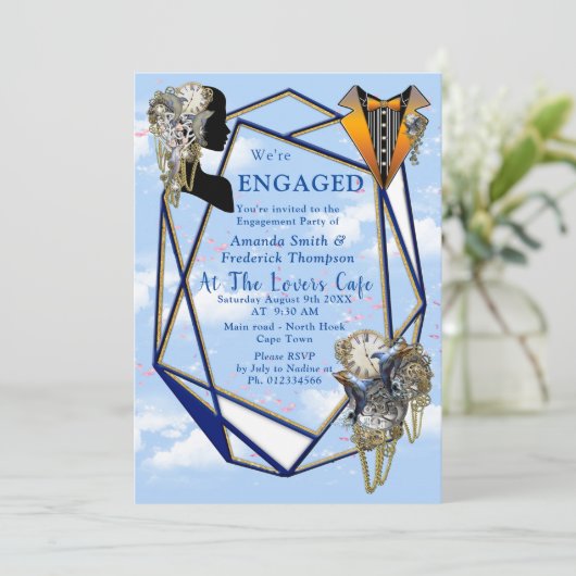 Steampunk Timeless Wedding Party Karten & Geschenk (Stehend Vorderseite)