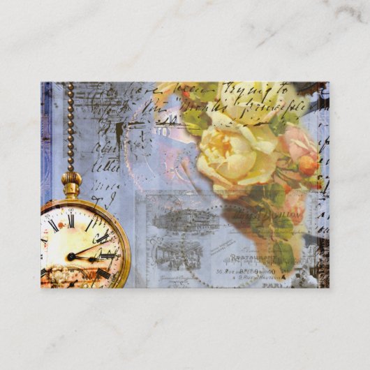 Steampunk Timepiece Yellow Roses Business Cards Visitenkarte (Vorderseite)