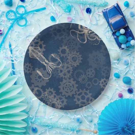 Steampunk Tintenfisch-Papier-Teller Pappteller (Party)