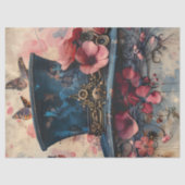Steampunk Top Hat Butterfets Blume Decoupage Seidenpapier (Vorderseite)