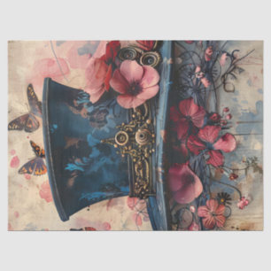 Steampunk Top Hat Butterfets Blume Decoupage Seidenpapier