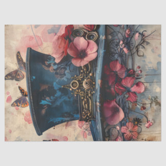 Steampunk Top Hat Butterfets Blume Decoupage Seidenpapier