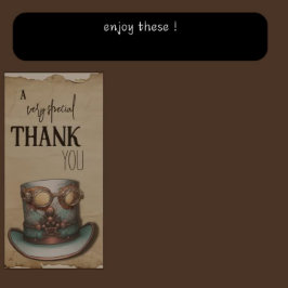 Steampunk Top Hat und Goggles | Aqua und Kupfer Dankeskarte