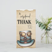 Steampunk Top Hat und Goggles | Aqua und Kupfer Dankeskarte (Stehend Vorderseite)