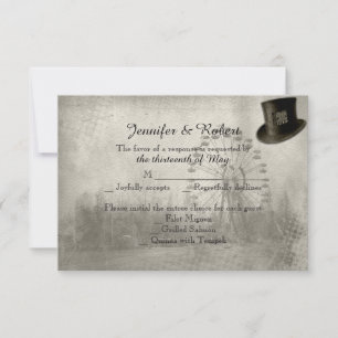 Steampunk-Top-Hut-Antwort-Karte RSVP Karte