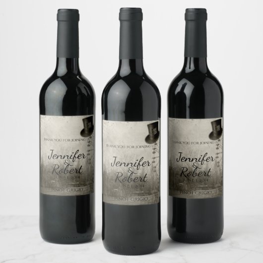 Steampunk-Top-Hut-Hochzeitweinetikett Weinetikett (Flaschen)