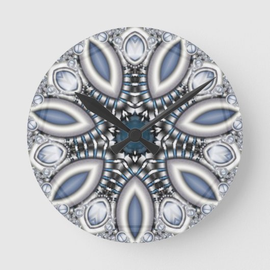 Steampunk Topaz Kaleidoskop Runde Wanduhr (Vorderseite)
