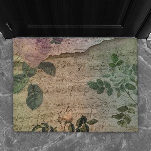 Steampunk Torn Rose   Vintage Not leidende Ephemer Fußmatte