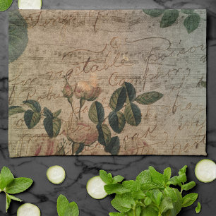 Steampunk Torn Rose   Vintage Not leidende Ephemer Geschirrtuch