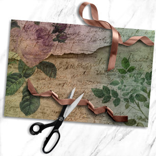 Steampunk Torn Rose Vintage Not leidende Ephemer Seidenpapier