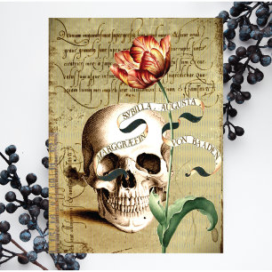Steampunk-Totenkopf-Blumen-Schreiben-Halloween Karte