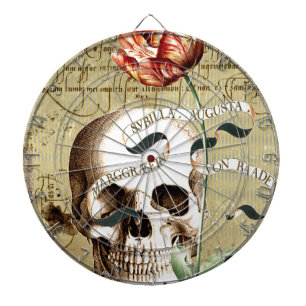 Steampunk-Totenschädel-Blumen-Schreiben-Halloween Dartscheibe