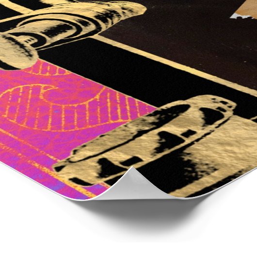 Steampunk Trailblazer Funky Collage Art Print Poster (Ecke)