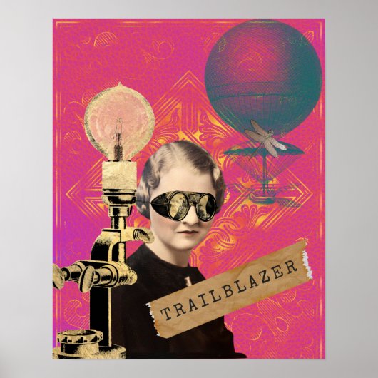 Steampunk Trailblazer Funky Collage Art Print Poster (Vorne)