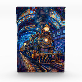 Steampunk Train Loco Motor Blue Imitats Mosaic 065 Fotoblock