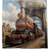 Steampunk Train Verlassend London Duschvorhang (Vorderseite)