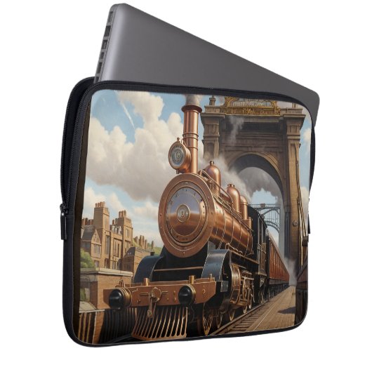 Steampunk Train Verlassend London Laptopschutzhülle (Vorne Rechts)