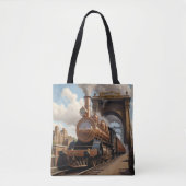 Steampunk Train Verlassend London Tasche (Vorderseite)