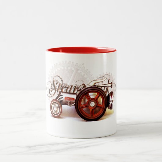Steampunk Traktor-Schicksals-Geschenke Zweifarbige Tasse (Mittel)