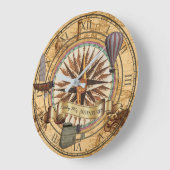 Steampunk Travel Antique Karte Kompass Adventure Große Wanduhr (Winkel)