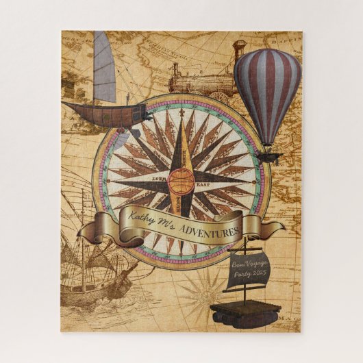 Steampunk Travel Antique Karte Kompass Adventure Puzzle (Vertikal)