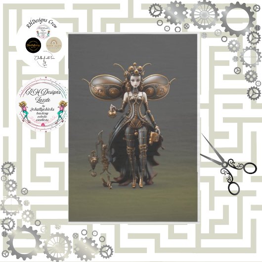 Steampunk Travelling Fairy Decoupage Seidenpapier