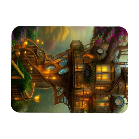 Steampunk Treehouse Observatory Magnet (Horizontal)