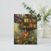 Steampunk Treehouse Observatory Postkarte (Stehend Vorderseite)