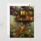 Steampunk Treehouse Observatory Postkarte (Vorne/Hinten)