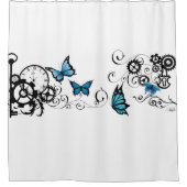 Steampunk Tribal Blue Butterfells Duschvorhang (Vorderseite)