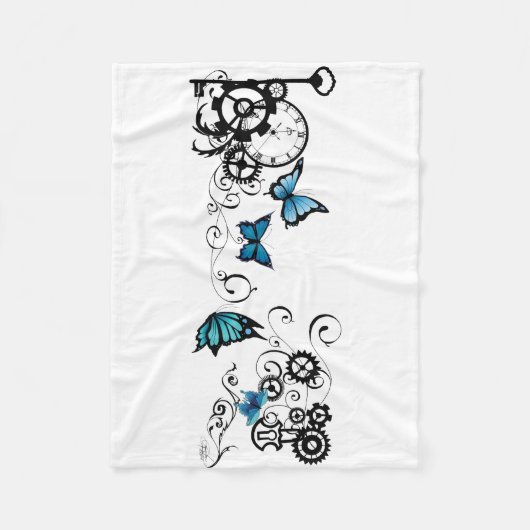 Steampunk Tribal Blue Butterfells Fleecedecke (Vorderseite)