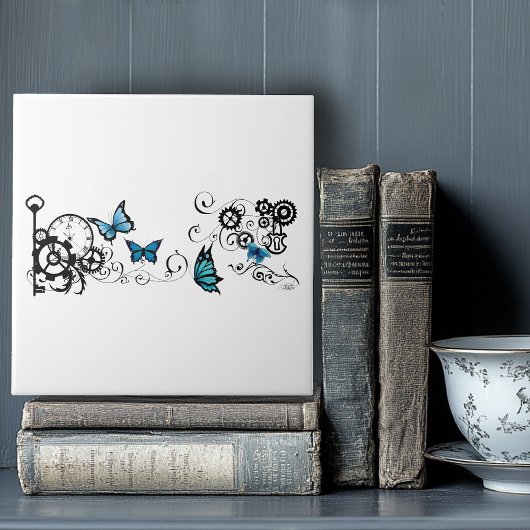 Steampunk Tribal Blue Butterfells Fliese