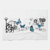 Steampunk Tribal Blue Butterfells Geschirrtuch (Horizontal)