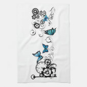 Steampunk Tribal Blue Butterfells Geschirrtuch (Vertikal)