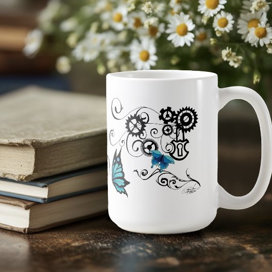 Steampunk Tribal Blue Butterfells Kaffeetasse