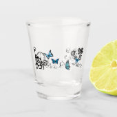Steampunk Tribal Blue Butterfells Schnapsglas (Vorderseite)