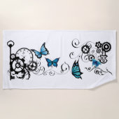 Steampunk Tribal Blue Butterfells Strandtuch (Vorderseite)