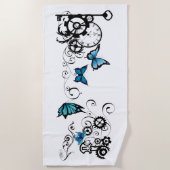 Steampunk Tribal Blue Butterfells Strandtuch (Vorderseite)
