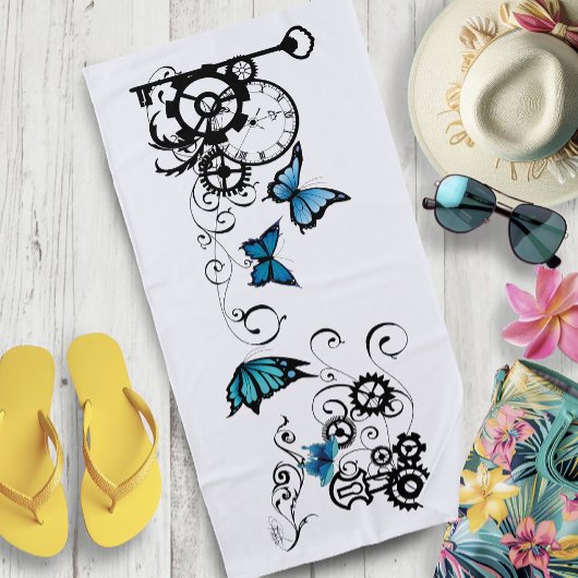 Steampunk Tribal Blue Butterfells Strandtuch