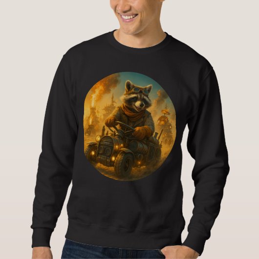 Steampunk Trui – Avontuurlijke Wasbeer in Retro St Sweatshirt (Vorderseite)