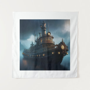 Steampunk Tug Boat Wandteppich