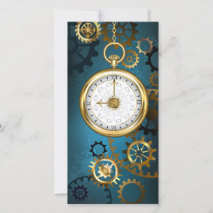 Steampunk türkiser Hintergrund mit Zahnrädern Dankeskarte