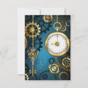 Steampunk türkisfarbener Hintergrund mit Zahnräder Karte