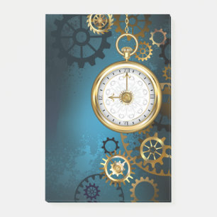 Steampunk türkisfarbener Hintergrund mit Zahnräder Post-it Klebezettel